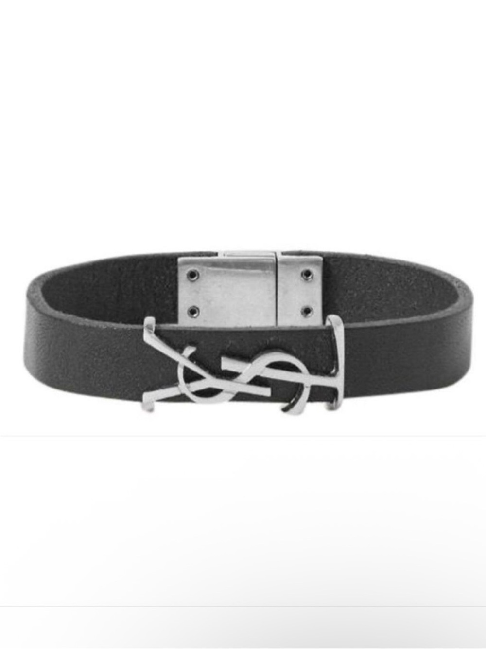 SAINT LAURENT YSL monogram logo leather bracelet